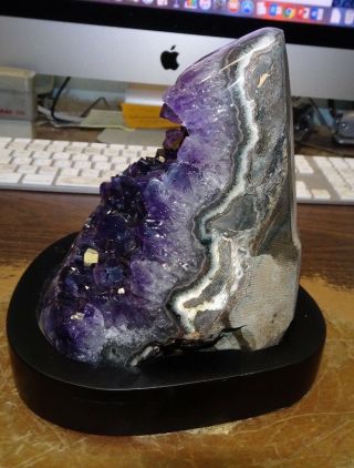 LARGE AMETHYST CRYSTAL CLUSTER GEODE FROM URUGUAY CATHEDRAL POLISHED; CALCITE 2