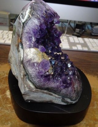 LARGE AMETHYST CRYSTAL CLUSTER GEODE FROM URUGUAY CATHEDRAL POLISHED; CALCITE 4