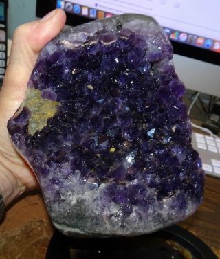 LARGE AMETHYST CRYSTAL CLUSTER GEODE FROM URUGUAY CATHEDRAL POLISHED; CALCITE 5