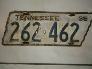 Antique Tennessee 1936 License Plate