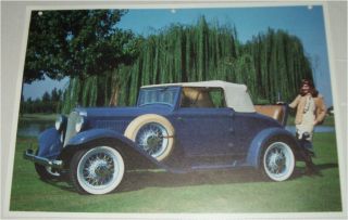 1932 Plymouth Convertible Coupe Car Print (blue,  White Top)