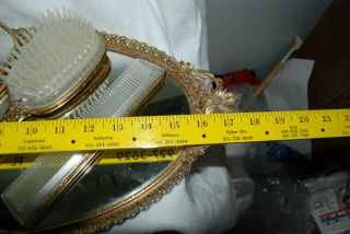 Vintage Vanity Mirror Tray with Hair Brush and Handheld Mirror AND COMB 6