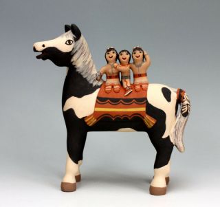 Jemez Pueblo American Indian Pottery Horse Storyteller 8 - Leonard Tsosie
