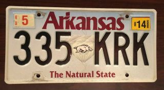 Arkansas License Plate 335 Krk Natural State Expired Diamond