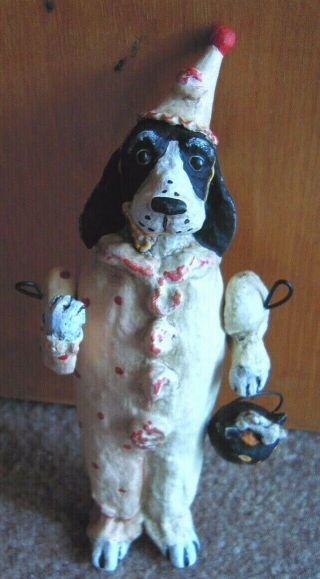 Debbie Thibault Spaniel Dog In Halloween Costume Jack O Lantern With Bone