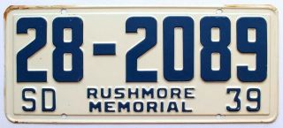 South Dakota 1939 Rushmore Memorial License Plate,  Haakon County,  Stunning