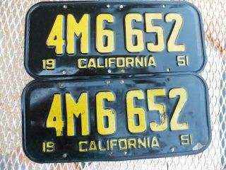 1951 California Car License Plate Pair,  4m6652