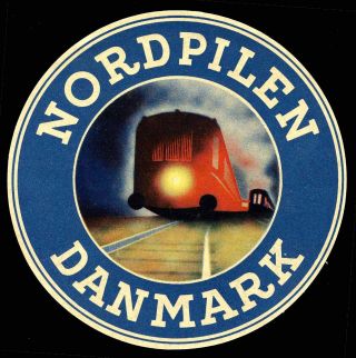 Denmark - Railway Baggage Label - " Nordpilen Danmark " Danish - German Route