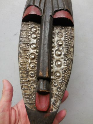 Vintage African Ghana Tribal Mask Hand Carved Wood Wall Hanging