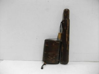 Woodenness long pipe case.  (KISERU) Smoking Pipes.  Japanese antique. 2