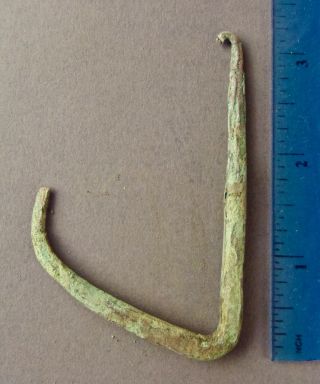 Large 7000 - 3000 Bc Old Copper Culture Fish Hook Vilas Wisconsin Mussatti Coll.  7