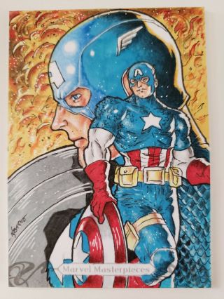 2018 Marvel Masterpieces Sketch Captain America By Norvien Basio