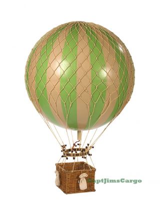 Xl Hot Air Balloon Green & White Striped 17 " Hanging Aviation Decor