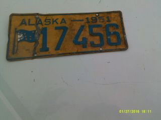 1951 51 Alaska Ak License Plate Tag Rat Rod Car Truck Chevy Ford Dodge Gmc