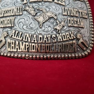 VINTAGE RODEO BUCKLE DEL RIO TEXAS BULL RIDING CHAMPION Hand Engraved 417 8