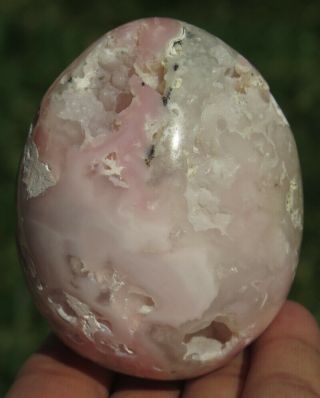 72mm 8.  8oz Natural Pink Opal Geode Crystal Carving Art Egg