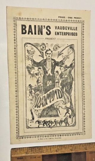 1920s Dr Raymond Magician Hypnotist Mind Reader Show Australian Herald Flyer