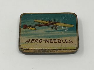 Aero Needles Gramophone Needle Tin With Needles Early Airplane