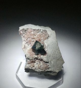 RARE - Dark Green Libethenite & Pink Cobaltoan Calcite crystals,  mine Zambia 2