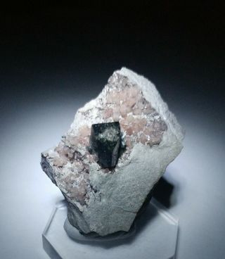 RARE - Dark Green Libethenite & Pink Cobaltoan Calcite crystals,  mine Zambia 7