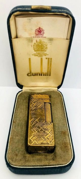 Vintage Dunhill Swiss Made Gold Plated Gas Lighter -