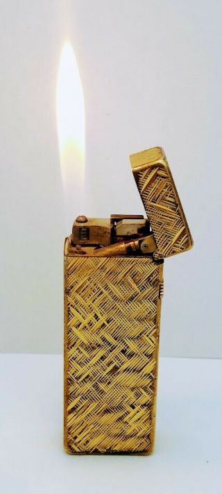 Vintage Dunhill Swiss Made Gold Plated Gas Lighter - 8