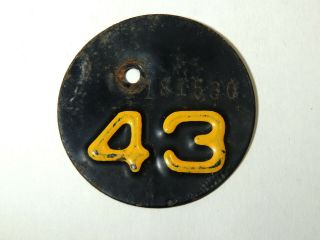 1943 Vtg South Dakota Metal License Plate Registration Date Tab Tag For 1942 Sd