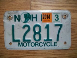 Single Hampshire License Plate - 2014 - L2817 - Motorcycle