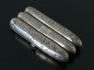 Antique Fine Silver 3 Fingers Portcigar,  Cigar Case