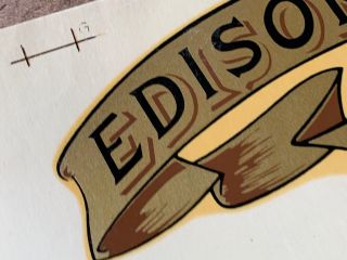 Vintage NOS Edison Standard Phonograph Banner Water Slide Decal Edison Cylinder 5