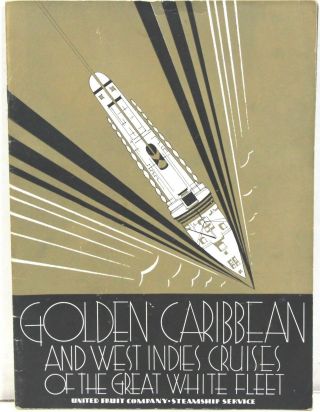 Golden Caribbean & West Indies Cruises – Great White Fleet 1932 Art Deco Cover