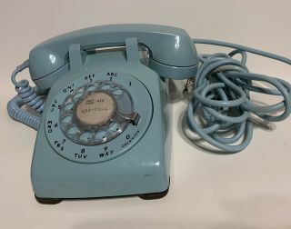 Vintage Aqua Turquoise Blue Western Electric Bell System Rotary Desk Telephone