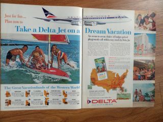 1963 Delta Airlines Ad Big Jets Dream Vacation