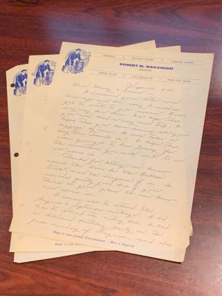 Vintage Magician Handwritten Letter Signed Robert Nakanishi Hawaii Ephemera 1966