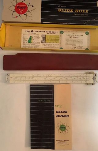 Vintage Pickett N 902 - T Slide Rule W/ Box & Papers