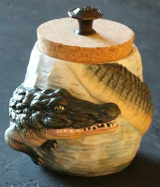 Alligator Tobacco Jar By Ernst Bohne Sohne Porcelain Antique; - Cork Lid