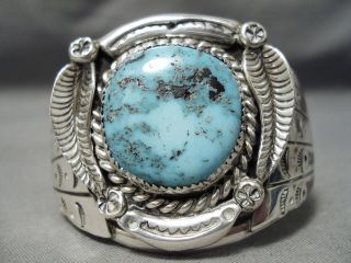 One Of The Best Vintage Navajo Turquoise Sterling Silver Bracelet Old