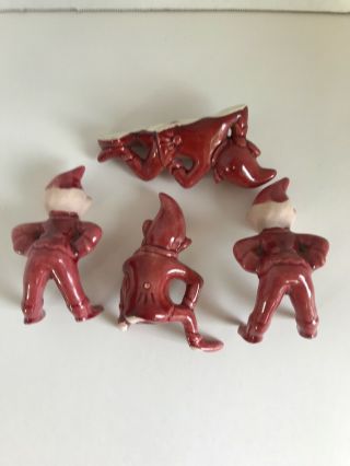 Set of 4 Vintage Maroon Pixie Elf Figurines 2 Gilner 4