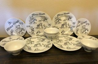Private Listing Disney Sketchbook M Mouse Huge Set Dinner & Salad Plates & Bowls