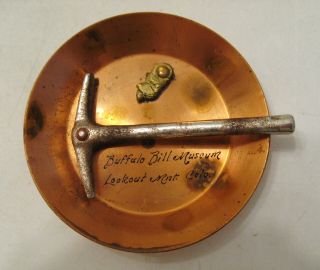 Vintage Buffalo Bill Museum Souvenir - Copper Gold Pan W/pick And Nugget