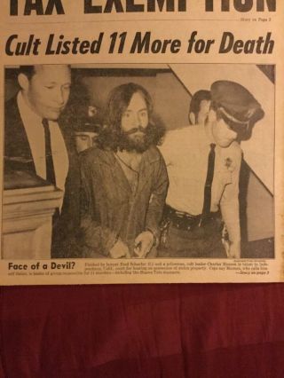 Charles Manson - Sharon Tate Murders - 1969 York Daily News Newspaper 2