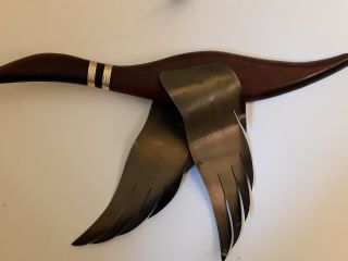 3 Vintage Masketeers Flying Geese Ducks Wall Art Mid Century Modern Wood Brass 3