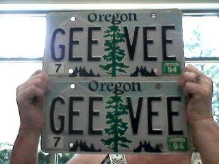 1994 Oregon Personalized License Plate Set