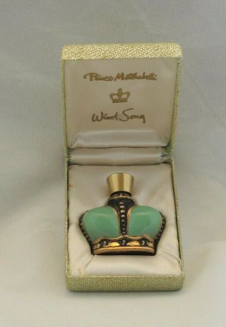 Vintage Prince Matchabelli Wind Song Miniature Green Glass Bottle Box
