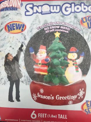 Gemmy Christmas Airblown Inflatable Snow Globe 6 Ft Santa Snowman Tree Retired