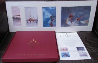 Very Rare 40 Years Raf Red Arrows Limited Edition Prints X 4 & Signed 2004