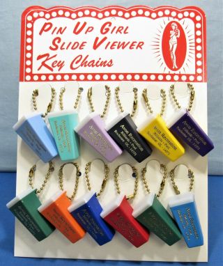 Pin Up Girls Elvgren Slide Viewer Key Chains,  Store Display 1950’s