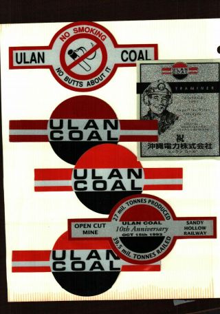 Very Rare Set Of 6 Australia Ulan Coal Mining Stickers 481