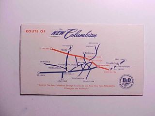 1949 B & O RAILROAD COLUMBIAN STREAMLINER LONG FOLDING BROCHURE & TIMETABLES 2