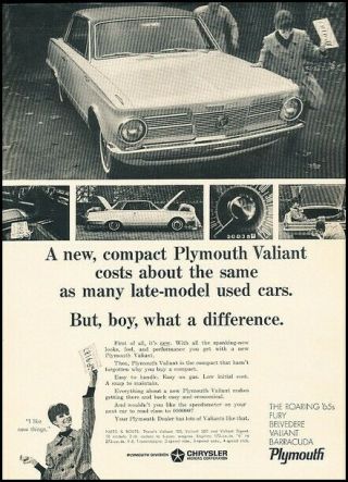 1965 Plymouth Valiant Vintage Advertisement Print Art Car Ad J338